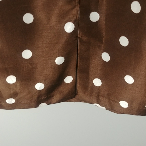 Signature By Ronnie Bee Brown And White Polka Dot Dress With Smocked Jacket - Picture 12 of 13